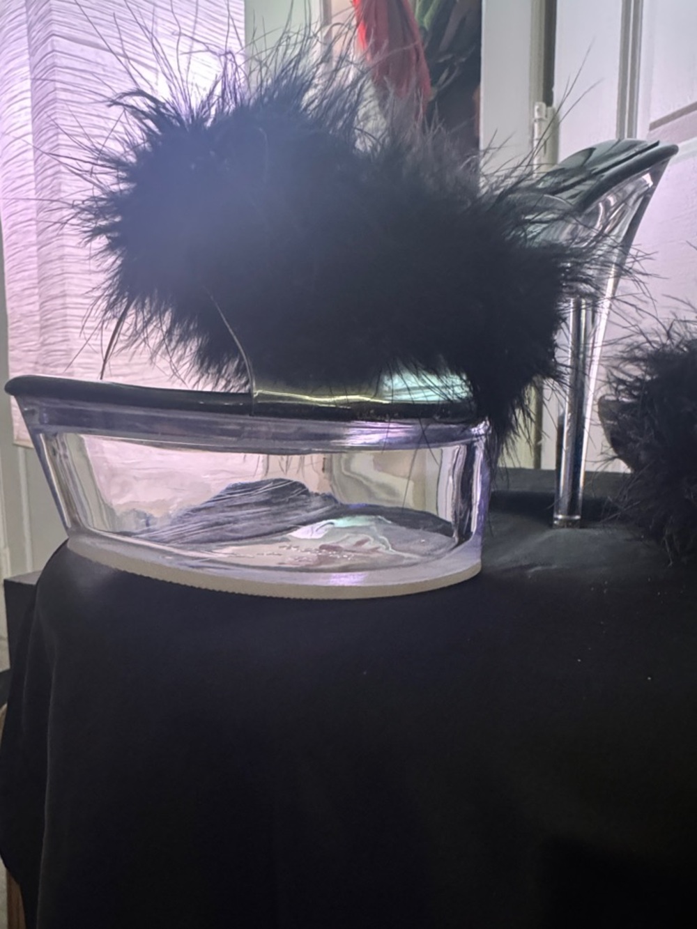 Black Feather Clear Platform Heels - Picture 5 of 10